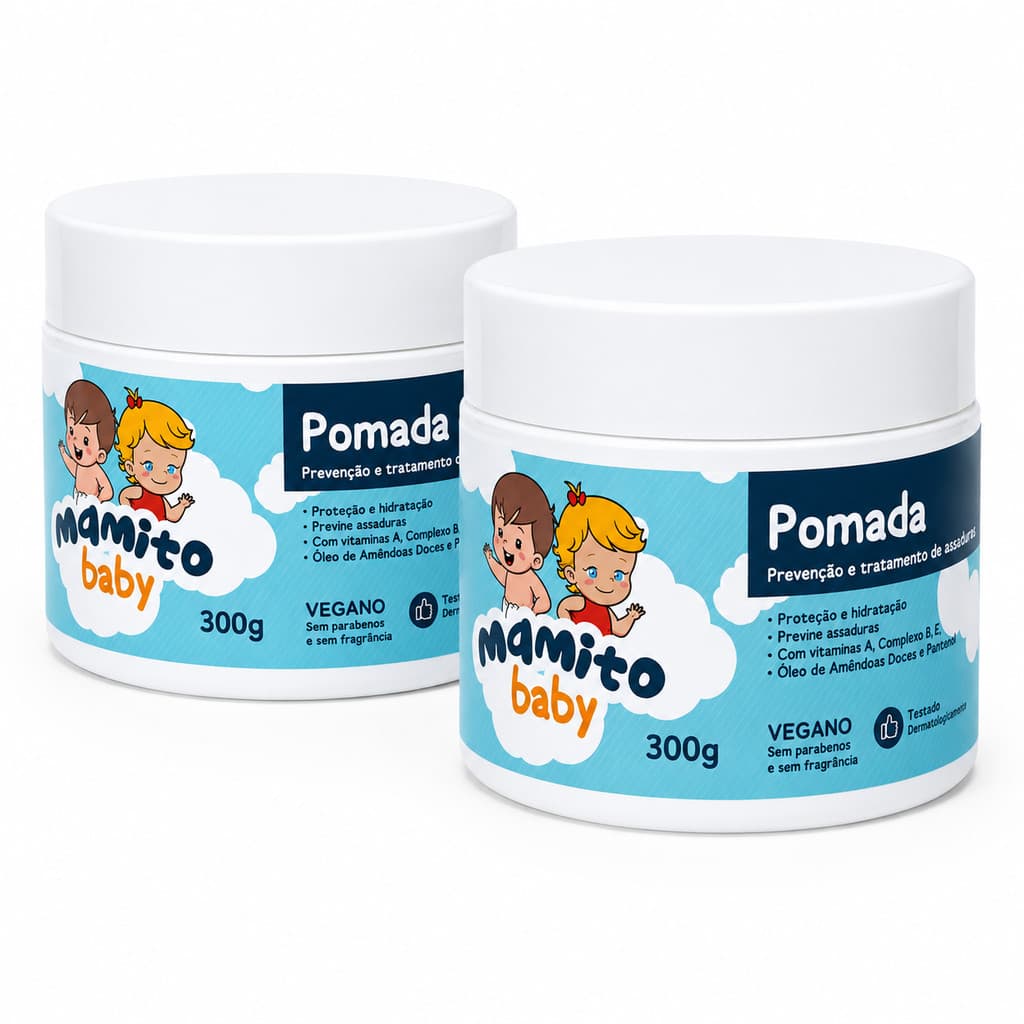 Kit 2 Pomadas para Assaduras 300g - Proteção Hidratação Prevenção Assaduras Pele Sensível - Mamito Baby
