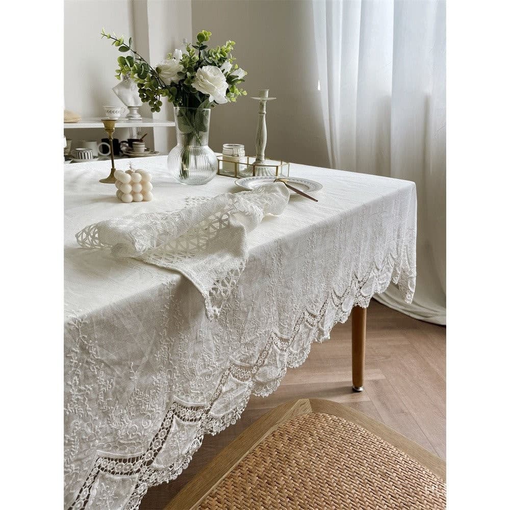 100% algodão puro, bordado luxuoso, toalha de mesa usada para decoração de mesa de jantar e quarto R5TH