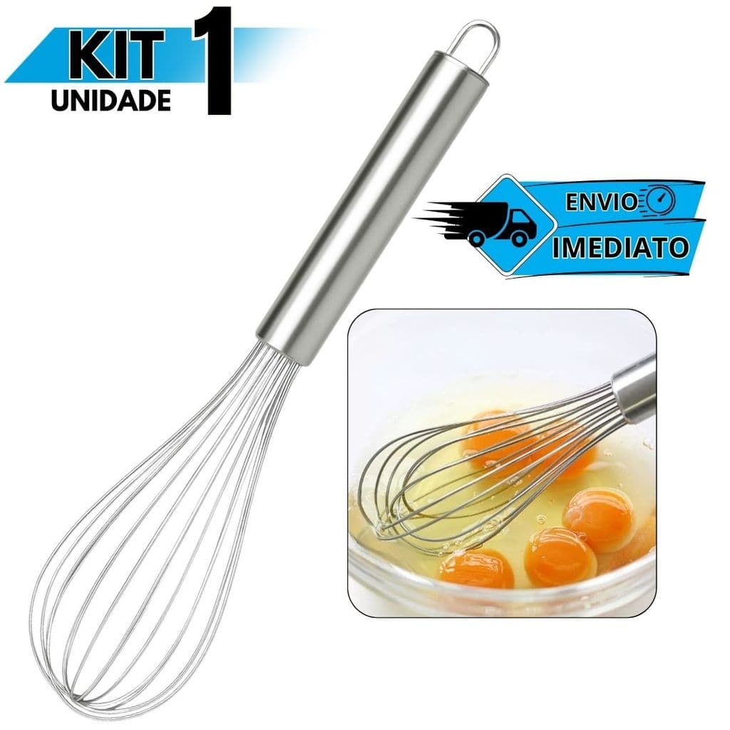 Fouet Inox Batedor de Ovos Manual Utensílio de Cozinha para Massas e Cremes