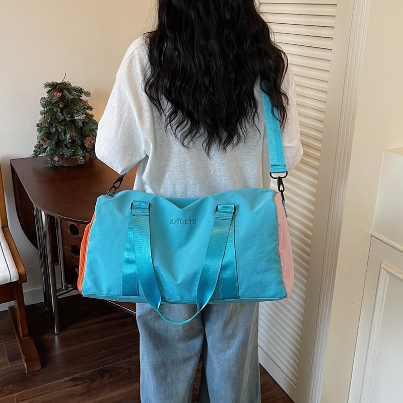 Bolsa de viagem de grande capacidade feminina, leve, seca, molhada, separação, academia, multifuncional, bolsa de bagage