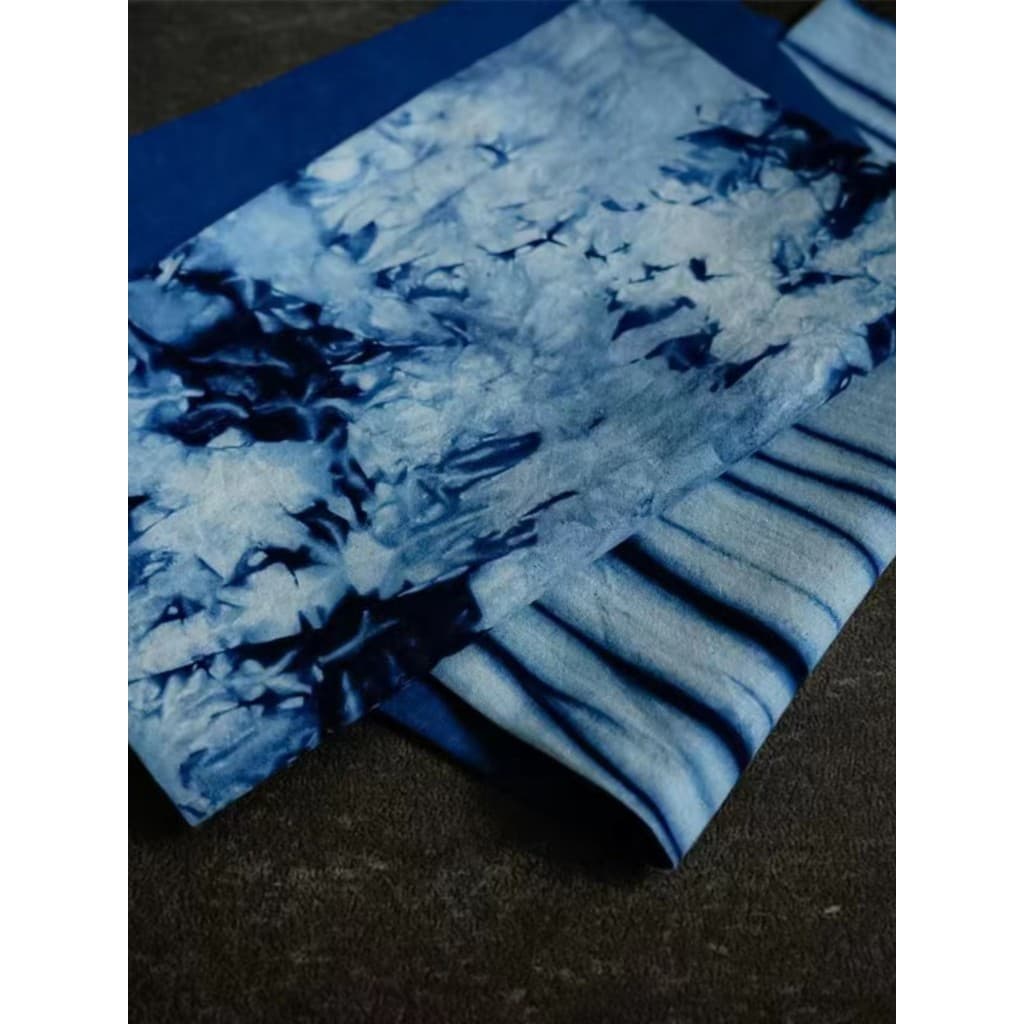 Azul tingido estilo chinês Zen mesa de chá pano de algodão simples Tie Dye corredor de mesa dupla face corredor de chá t