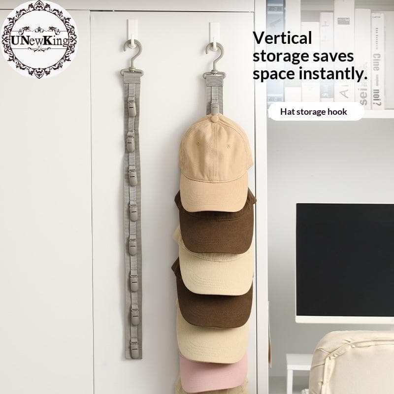 UNewKing Guarda-Roupa Pendurado Chapéu Armazenamento Ra 10 Clipes Antiderrapantes Ajustável Corda Boné Organizador Para