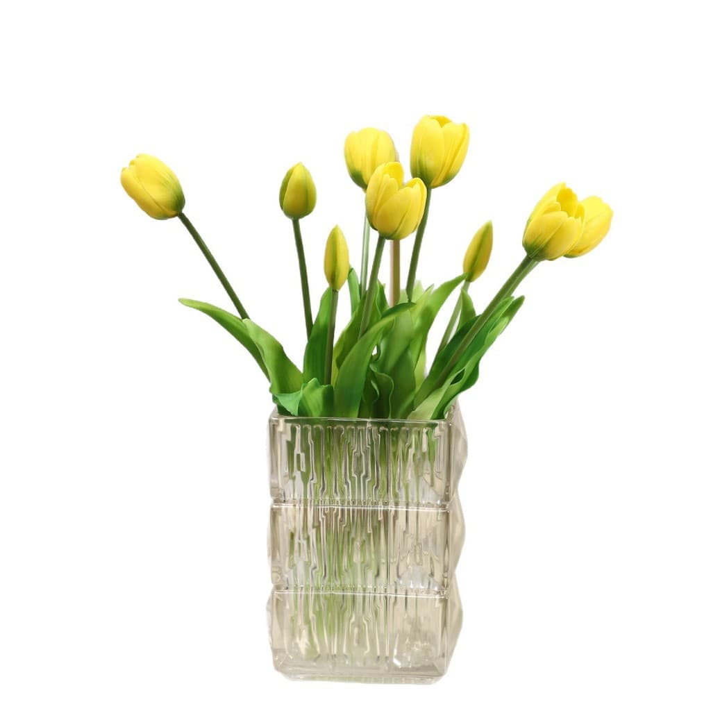 Venda quente Simulação Buquê de Tulipa Simulação Flor Hidratante Sensação 5 Tulipa Flor Falsa (sem utensílios de flores)