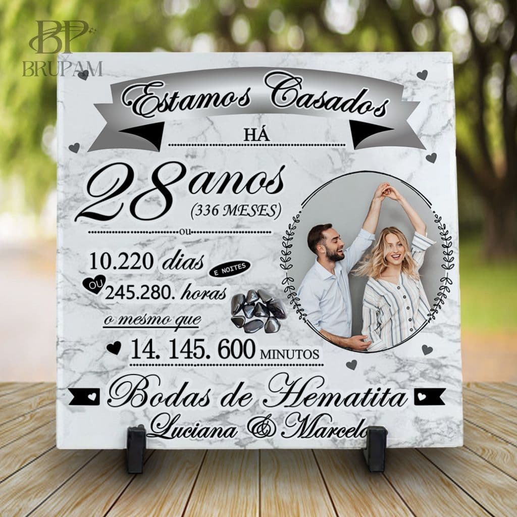 Azulejo Personalizado Bodas de Hematita 28 de casados