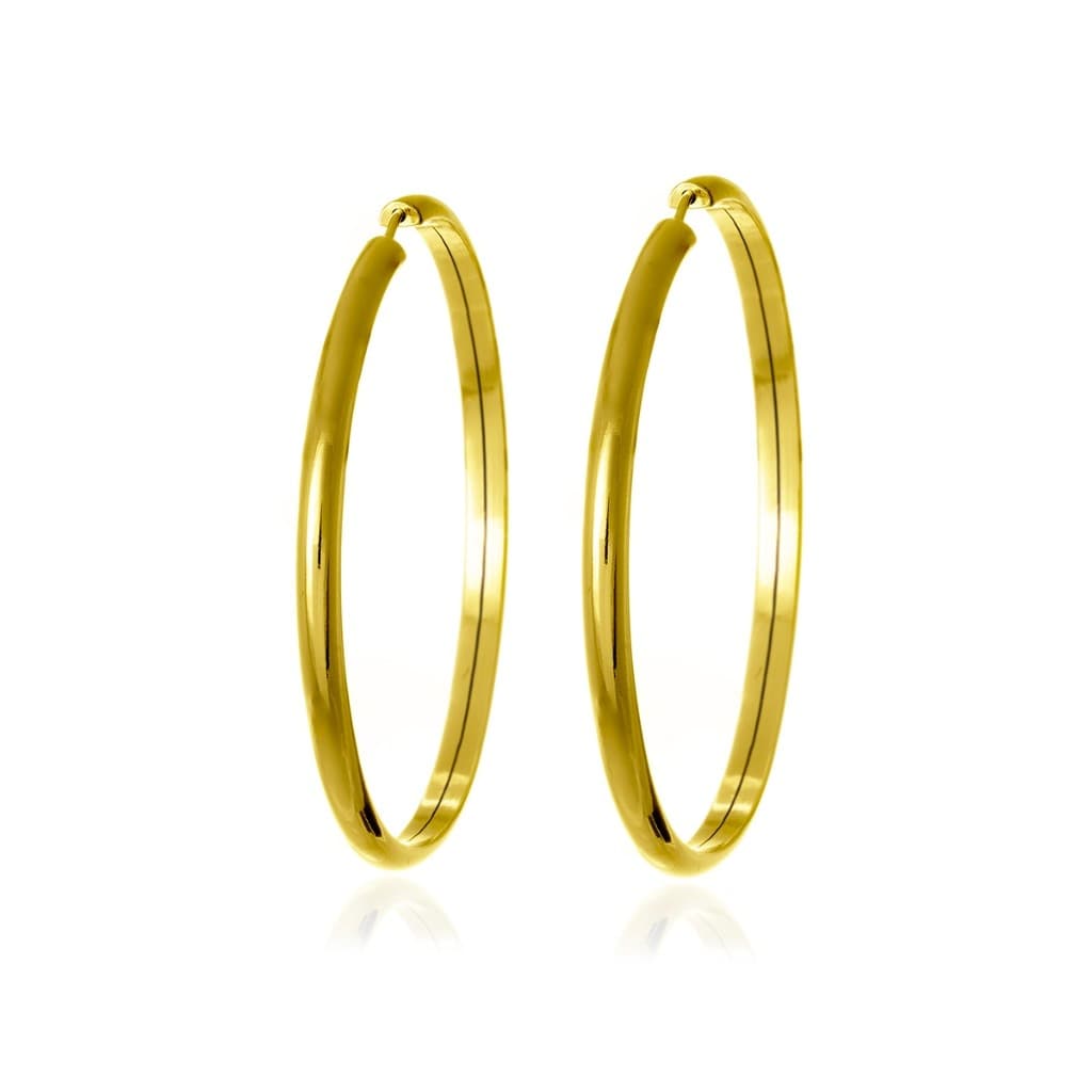 Brinco Argola Redonda Ouro 10k 416 Fio Meia Cana 37mm