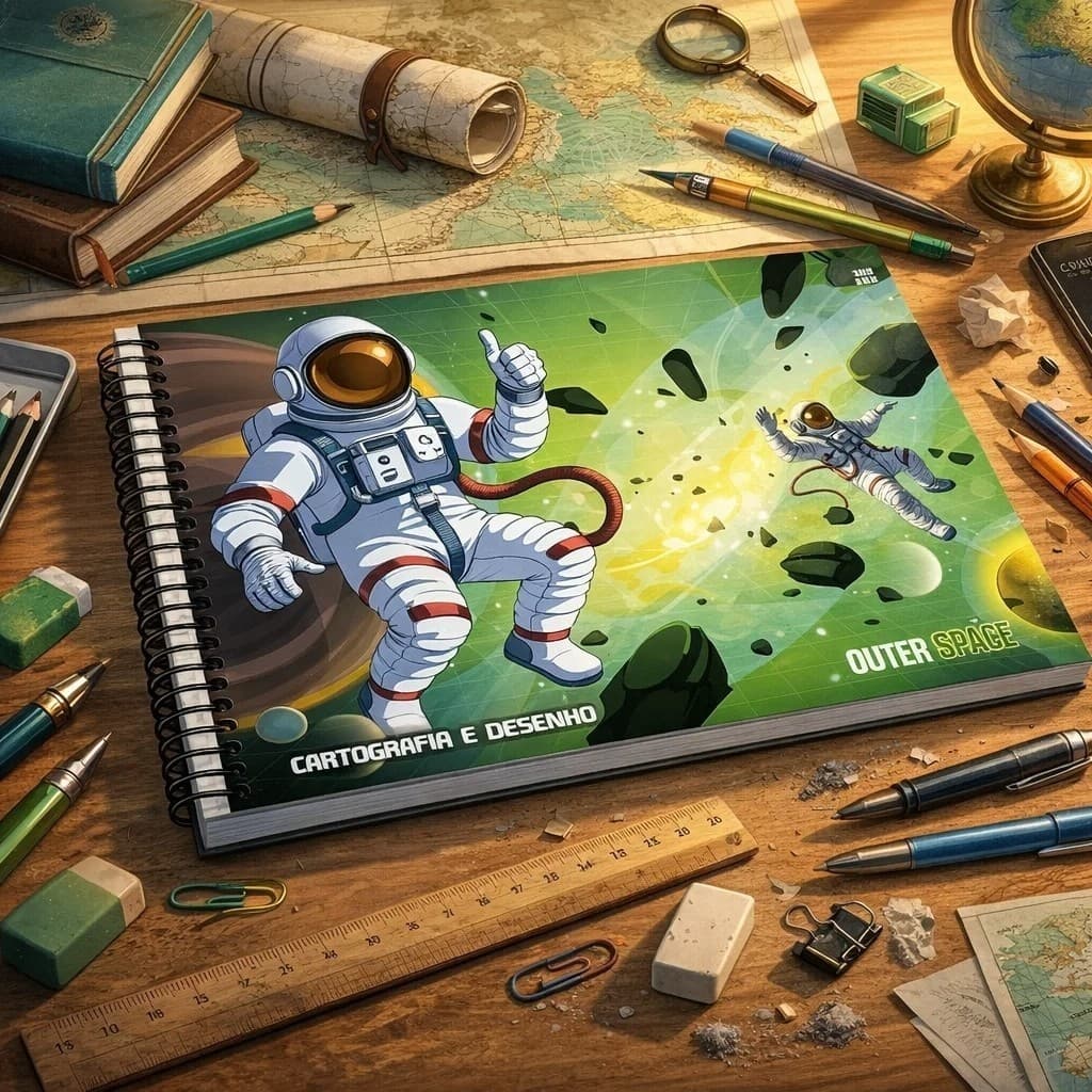 Caderno Cartografia Desenho Estudos Artes Pintura Papelaria Oferta Oferta