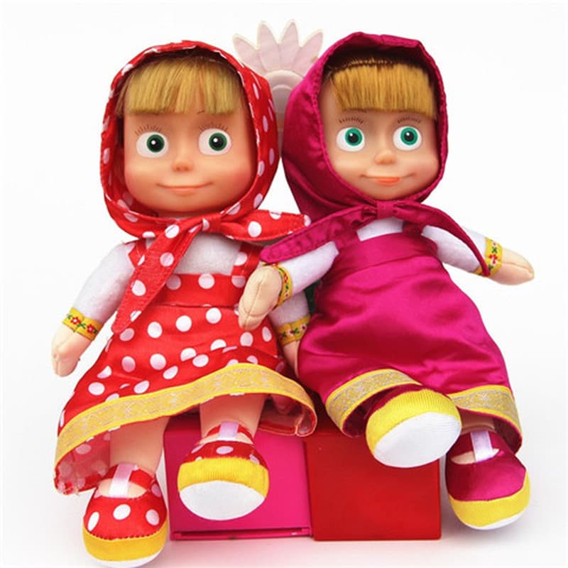 Masha e o urso boneca boneca estilo inverno falando cantando MASAANDBEAR brinquedo de pelúcia língua estrangeira boneca