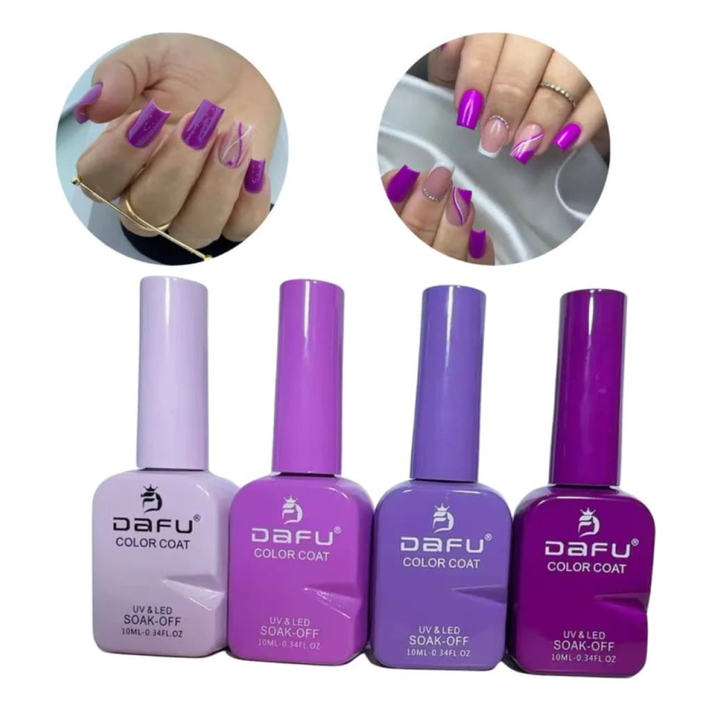 Kit 4 Esmalte Em Gel Nova Embalagem Tons De Violeta Dafu