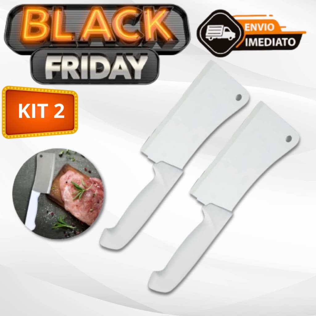 Kit Faca Cutelo Machadinha Profissional Inox 6 Polegadas Do Chef Cabo Branco 28cm so aqui
