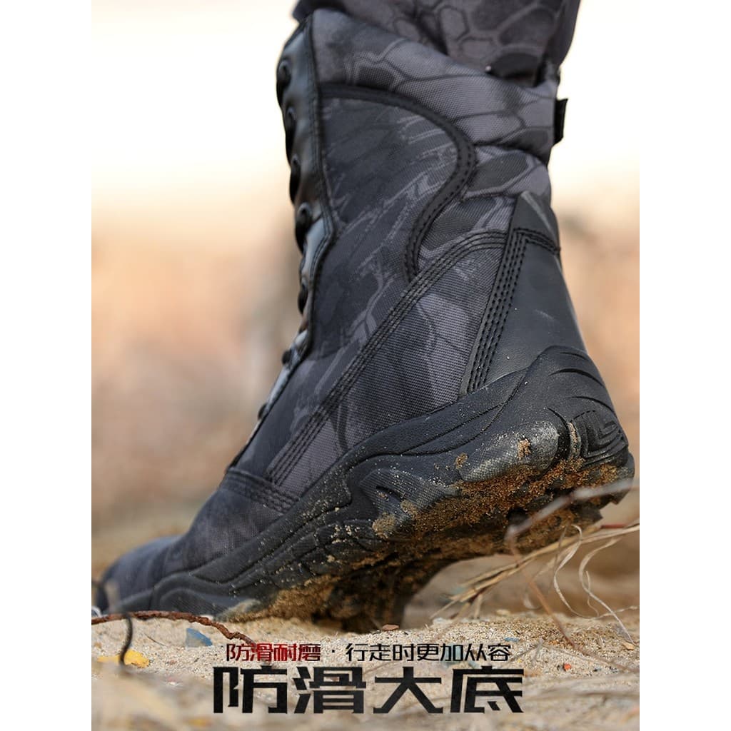 Novo estilo botas de combate primavera masculino antiderrapante resistente ao desgaste zíper camuflagem de alta qualidad