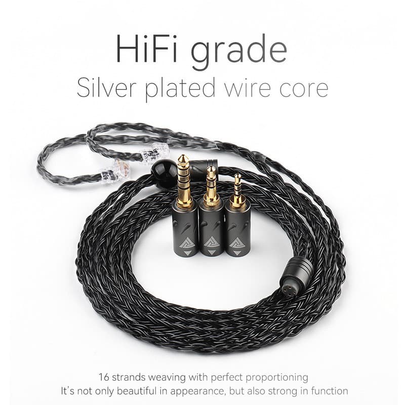 QKZ Q1 MAX fone de ouvido atualização fio 16 fios 352-Core fio banhado a prata plugue intercambiável transporte rápido