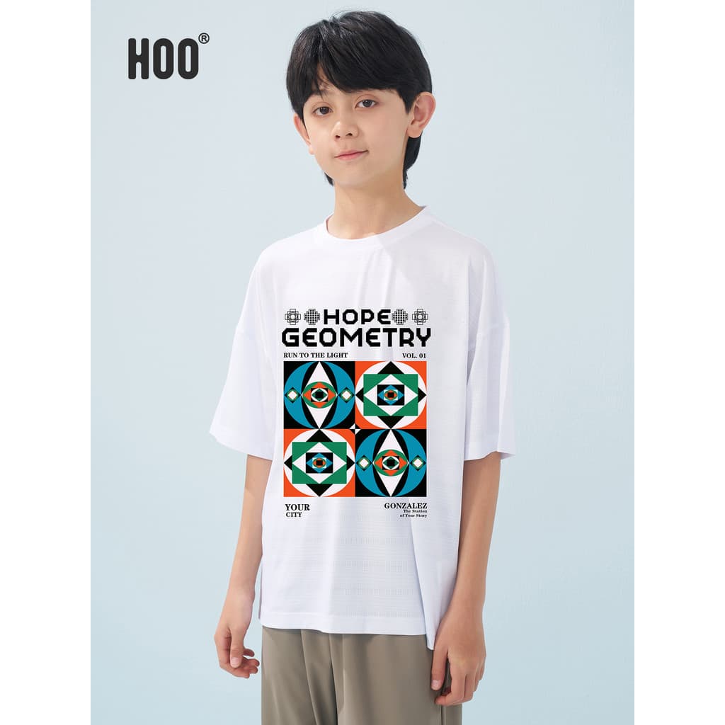 Hoo meninos de manga curta malha gelo seda camiseta verão médio grande crianças gelo sentir confortável juventude fino t