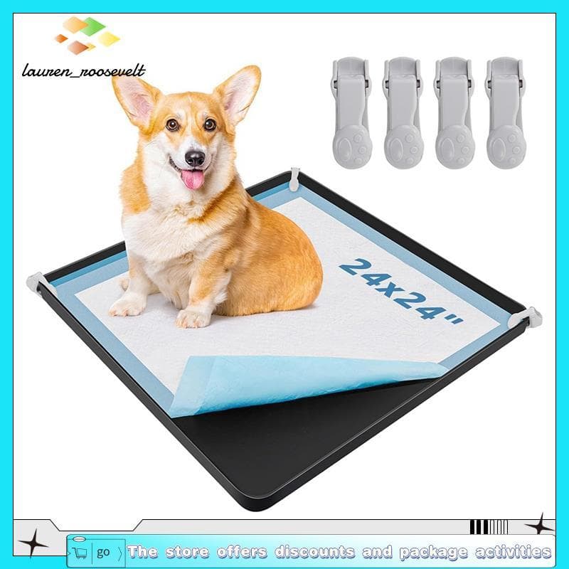 Suporte De Almofada De Xixi Para Cães E 4 Braçadeiras Treinamento Almofadas De , Bandejas Quadradas De Penico Portátil ,