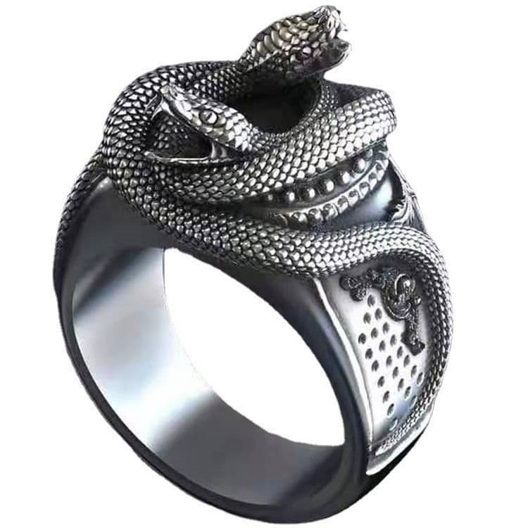 Novo modelo 2025, anel masculino prateado com duas serpentes entrelaçadas, moderno, de alta qualidade, muito vendido ent