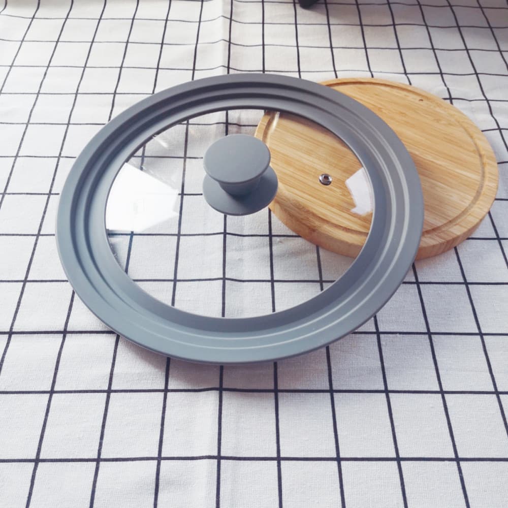 Tampa de silicone para panela com vidro temperado, tampa redonda multiuso para uso doméstico, tampa multifuncional anti-