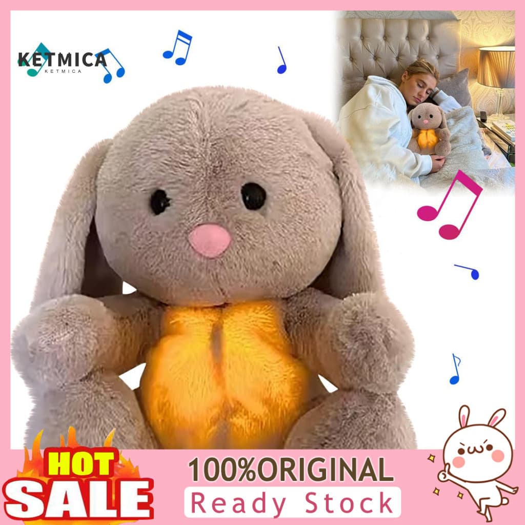Plush Rabbit Toy Portable Bunny Baby with Soothing Music and Light – Musical Stuffed for Newborns Infant Boys Girls Gi