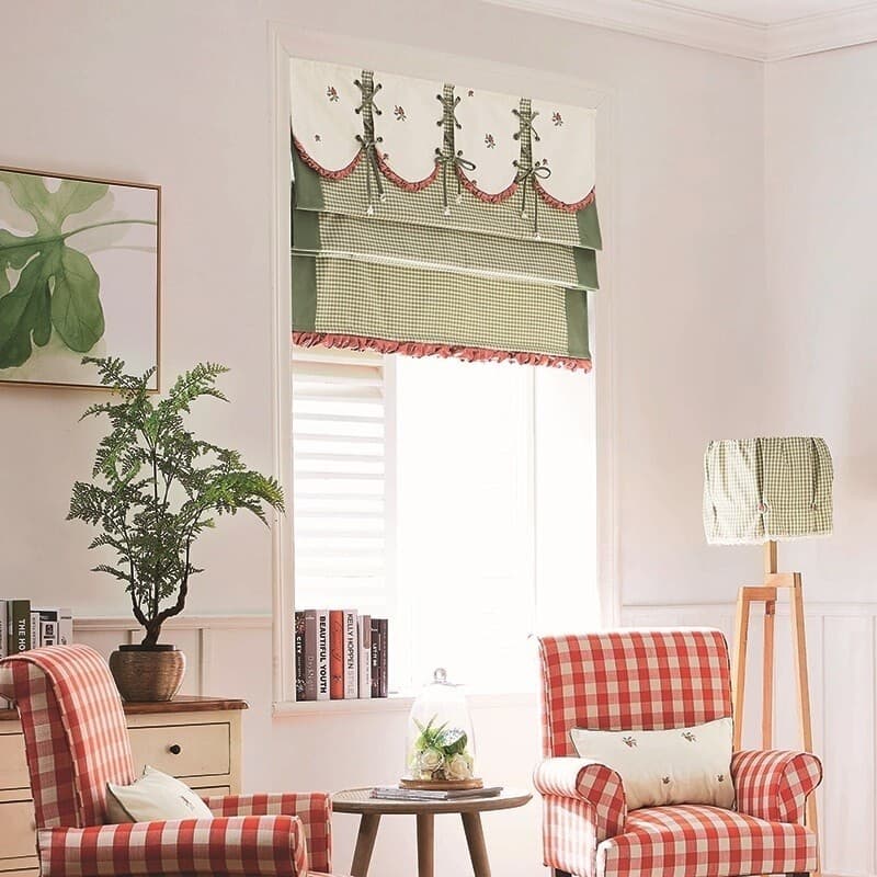 Cortinas bordadas de princesa para quarto de meninas, estilo Pastoral, cortinas romanas, levantamento, cortinas dobrávei