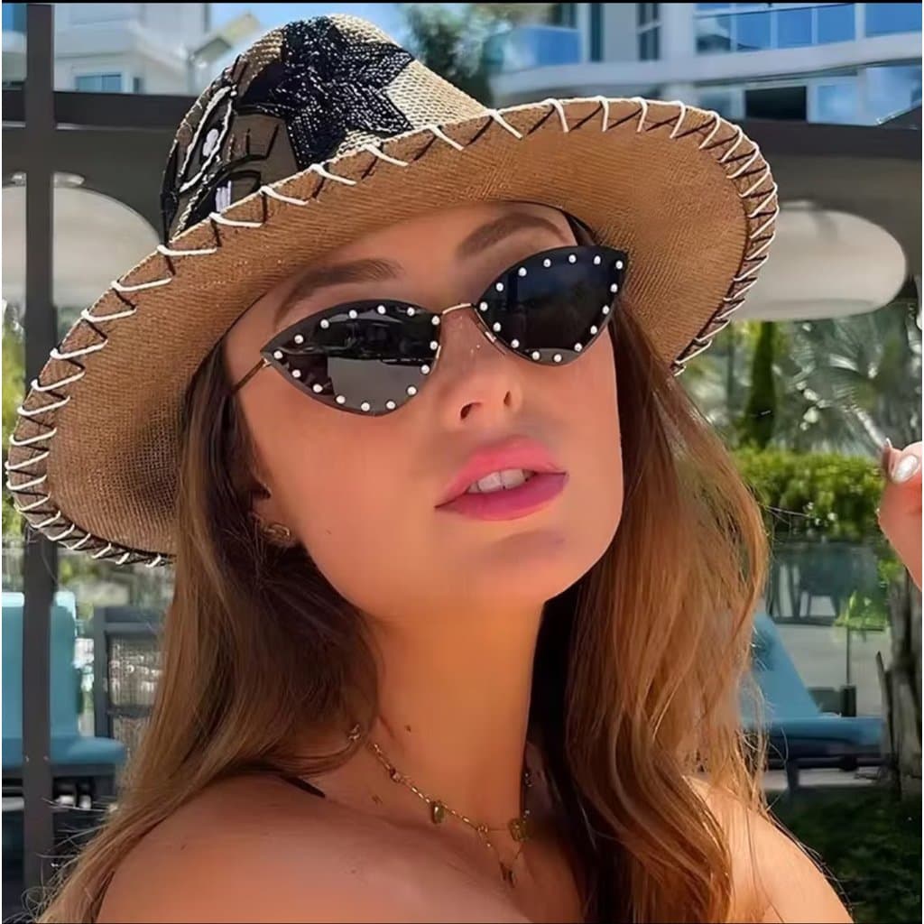 Óculos de Sol com Strass Fashion Estilo Luxo Feminino