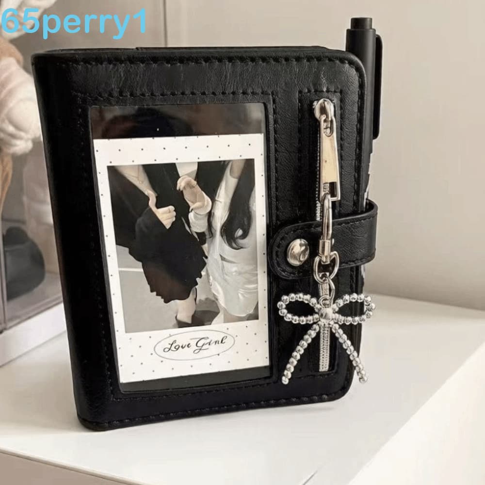 PERRY1 Caderno De Pasta De Couro PU , Janela Fotográfica Multifuncional De Estilo Simples , Destacável