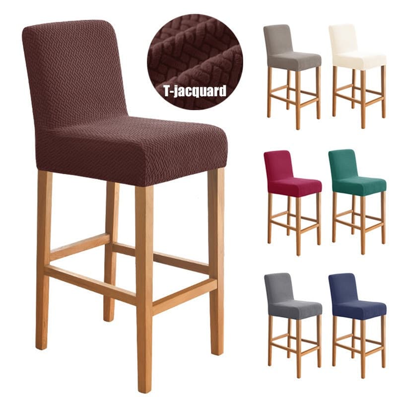 T-jacquard Elástico De Cadeira De Costas Curtas Cobertura De Banqueta De Barra Esticada Para Café Home Anti-scrath S Tam