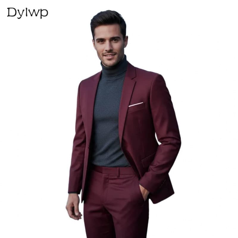 Conjuntos Masculinos Moda Slim Fit Blazer E Calças Compridas Negócios Formais