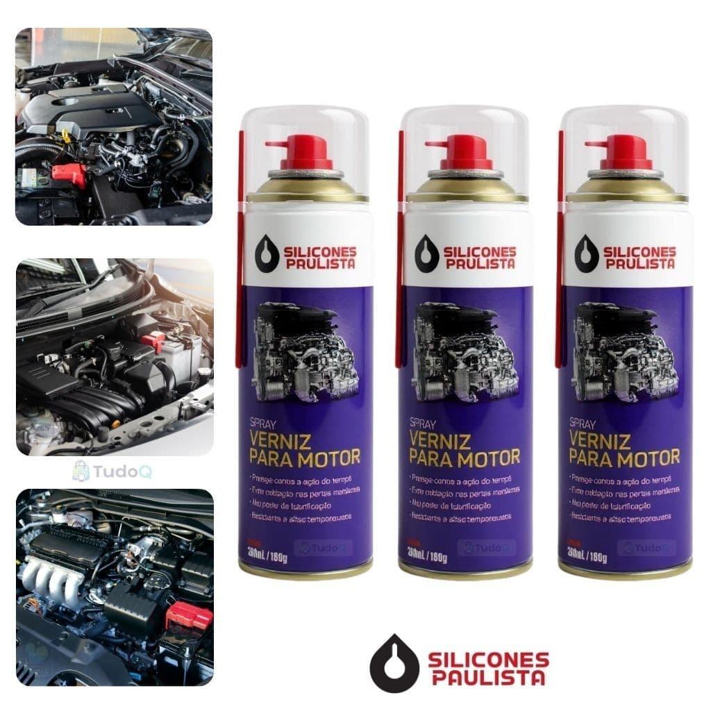 3 Verniz Spray para Motor 300ml – Silicones Paulista | Brilho e Proteção Automotiva