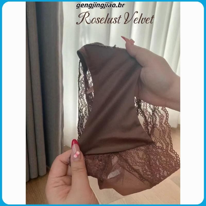 2025 novo estilo High-End café escuro cor renda sedosa puro desejo estilo doce meados de cintura roupa interior feminina