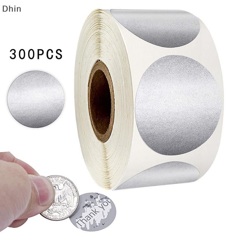 [Dhin] 300pcs 2.5 Cm Redondo Prata Fora Adesivos Etiquetas Ingressos Jogo Promocional COD