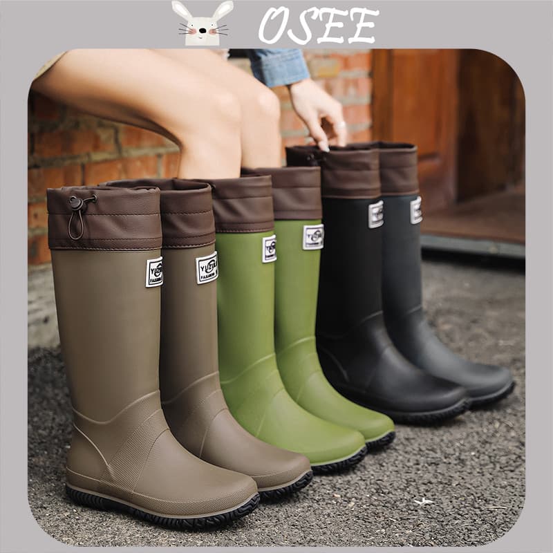 [OSEE] Botas de Chuva de Cano Alto para Casal Adulto, para Homens e Mulheres, Dobráveis, Impermeáveis, Antiderrapantes,