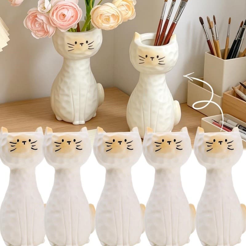 Vasos Em Formato De Gatinho PVC De Alta Qualidade , Durável , Anti-Queda , Fofo , Estilo De Gato Siamês , Vaso De Arte ,