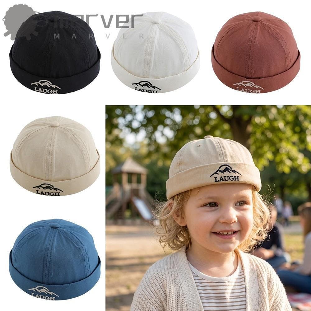 Chapéu Sem Aba Para Bebê MARVER , Gorro De Melão Infantil Bordado Com Letras Ajustáveis , Boné De Sol Fino Respirável De