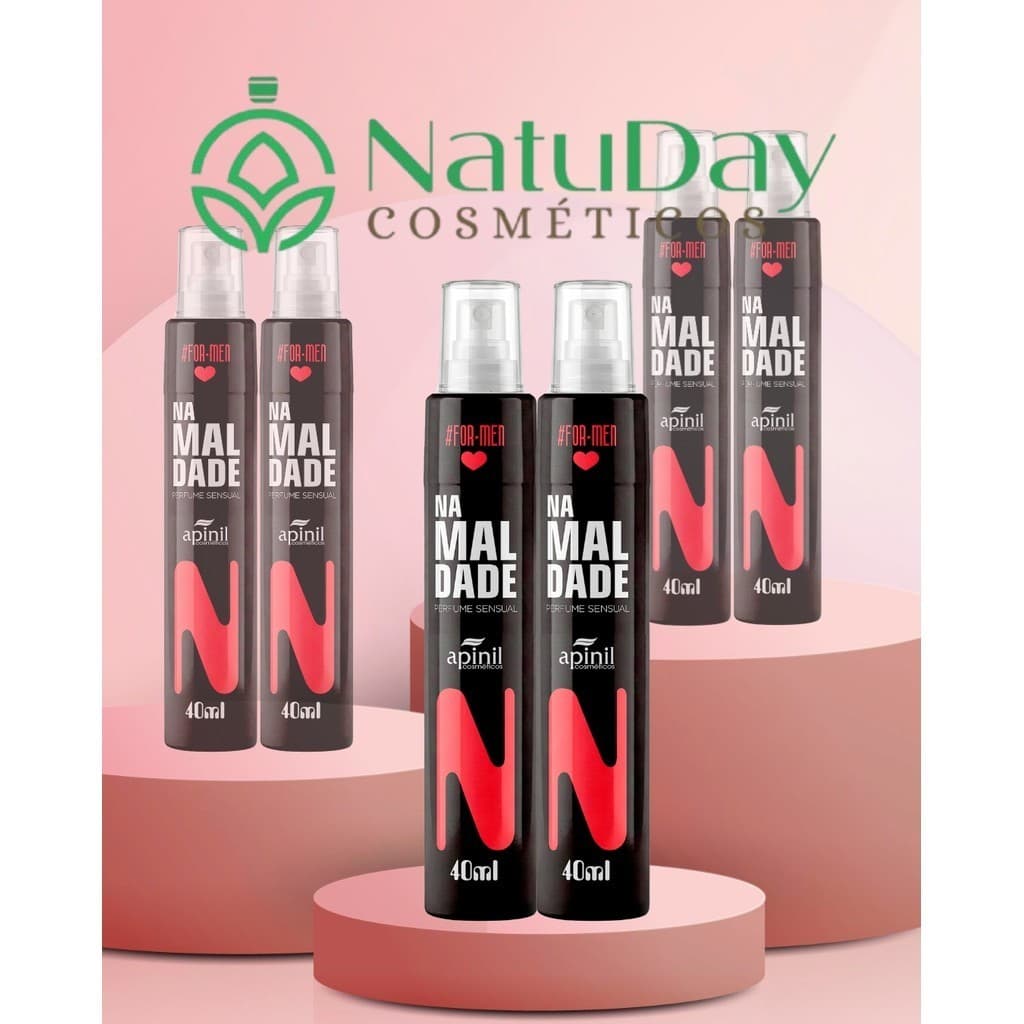 Kit 6 Perfumes Spray Perfumado Masculino Na Maldade 40ml Evita Mau Odor Apinil