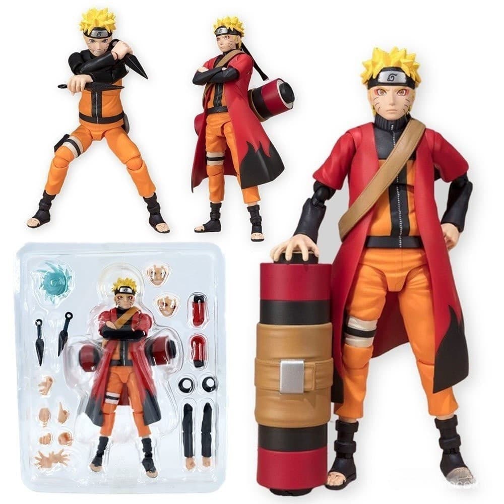 Figura de Ação Naruto Uzumaki em Modo Sábio + Acessórios Boneco Articulado de 14cm EXFL
