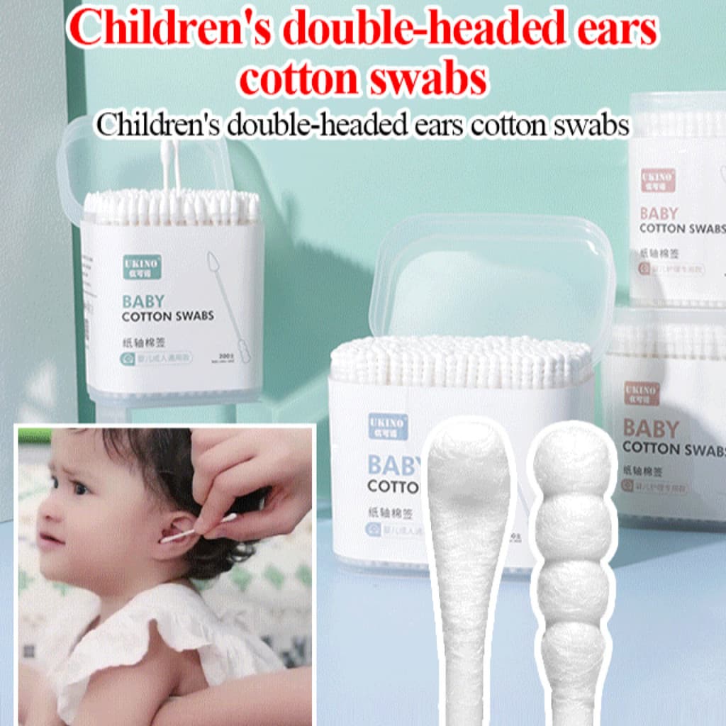 【Limpeza Suave】200PCS Children’s double-headed ear picking cotton swabs Bebês/Cuidados/Ouvido