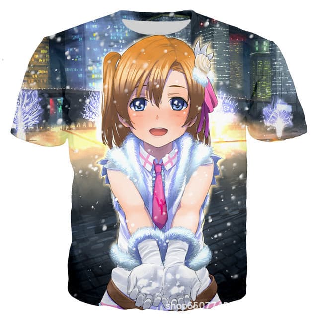 Cross-Border novo estilo masculino Casual camiseta de manga curta Anime menina série 3D impresso camiseta