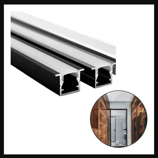 10 Perfis de Alumínio Embutir HD 12x10 Preto 1 Metro para Fita LED com Difusor