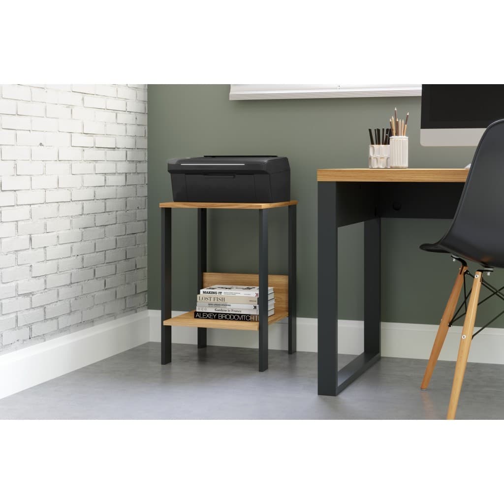 Mesa de Apoio Industrial 100% MDF 40x60cm Freijó Preto Pradel