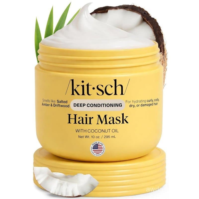 Kitsch Máscara Hidratante para Cabelos Danificados – Condicionador Profundo com Óleo de Coco para Mulheres – Produtos Am