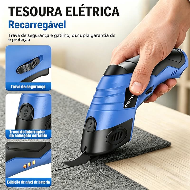 Tesoura Elétrica Sem Fio Para Artesanato Recarregável Usb 4.2v Corte Tecidos Carpete Papel