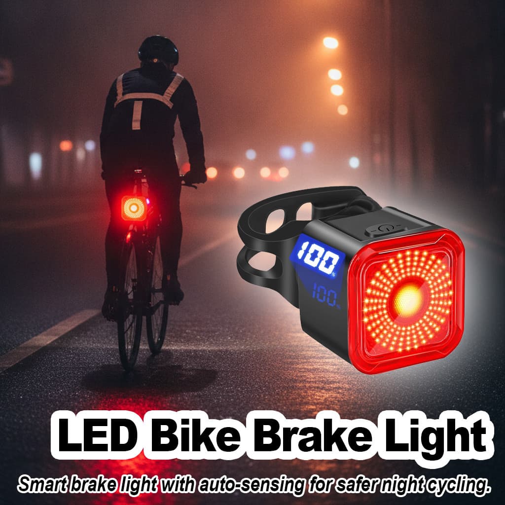 Lanterna Traseira de Bicicleta com Tela LED, Luz Traseira para Bicicleta com Sensor de Movimento, Recarregável por USB,