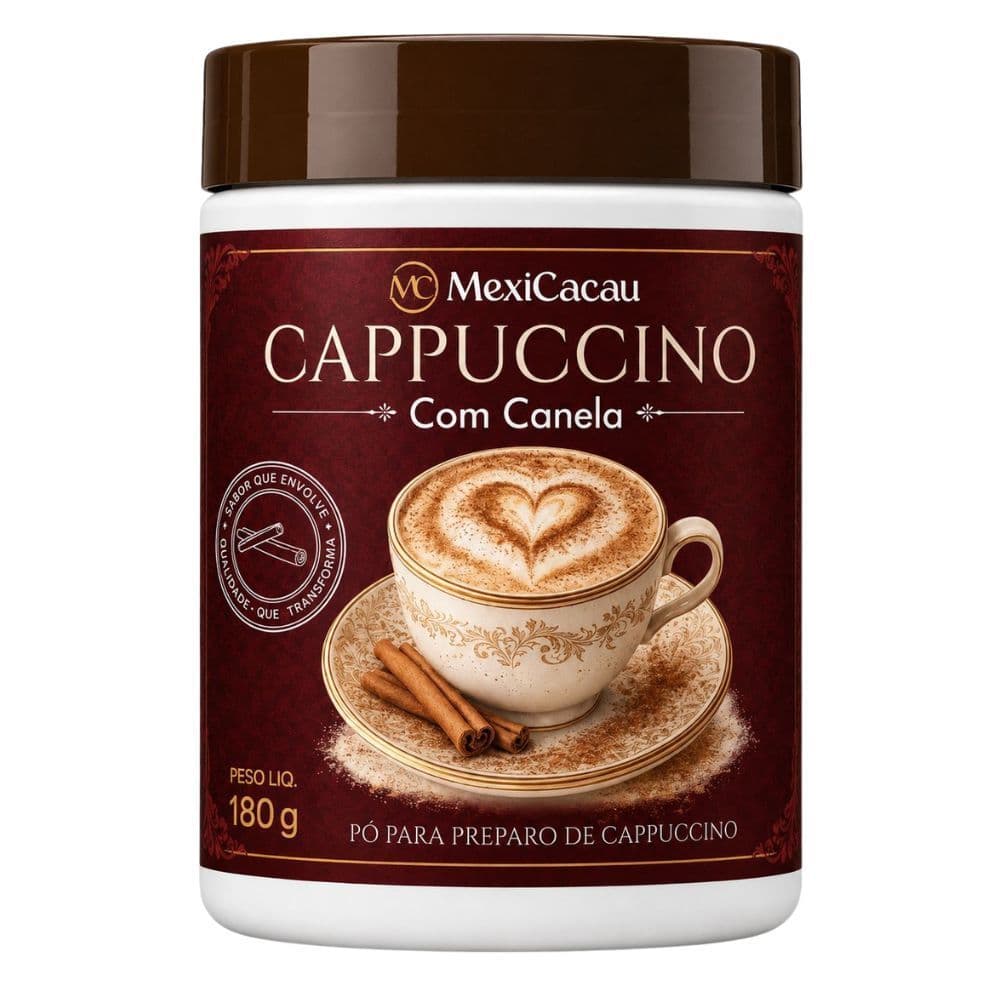 Cappuccino com Canela MexiCacau 180g | Pó para Preparo de Cappuccino Cremoso | Sem Glúten