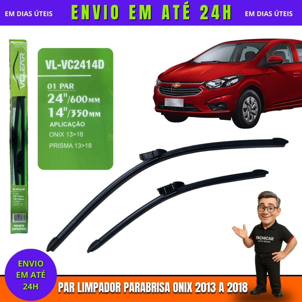 Par Palheta limpador Parabrisa Onix 2013 a 2018