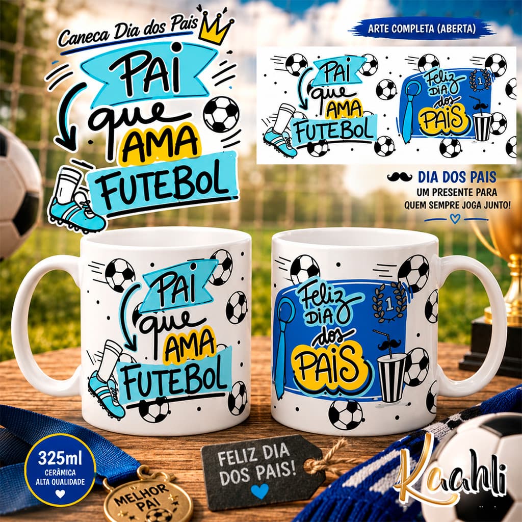 Caneca Dia Dos Pais que amam futebol Xicara pai presente torcedor Time Corinthians Palmeiras Sao Paulo