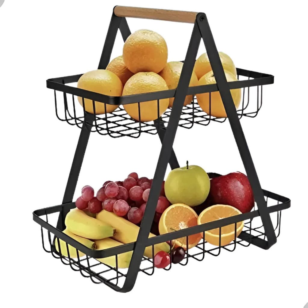 Fruteira de Mesa Multiuso Organizador 2 Andares Metal