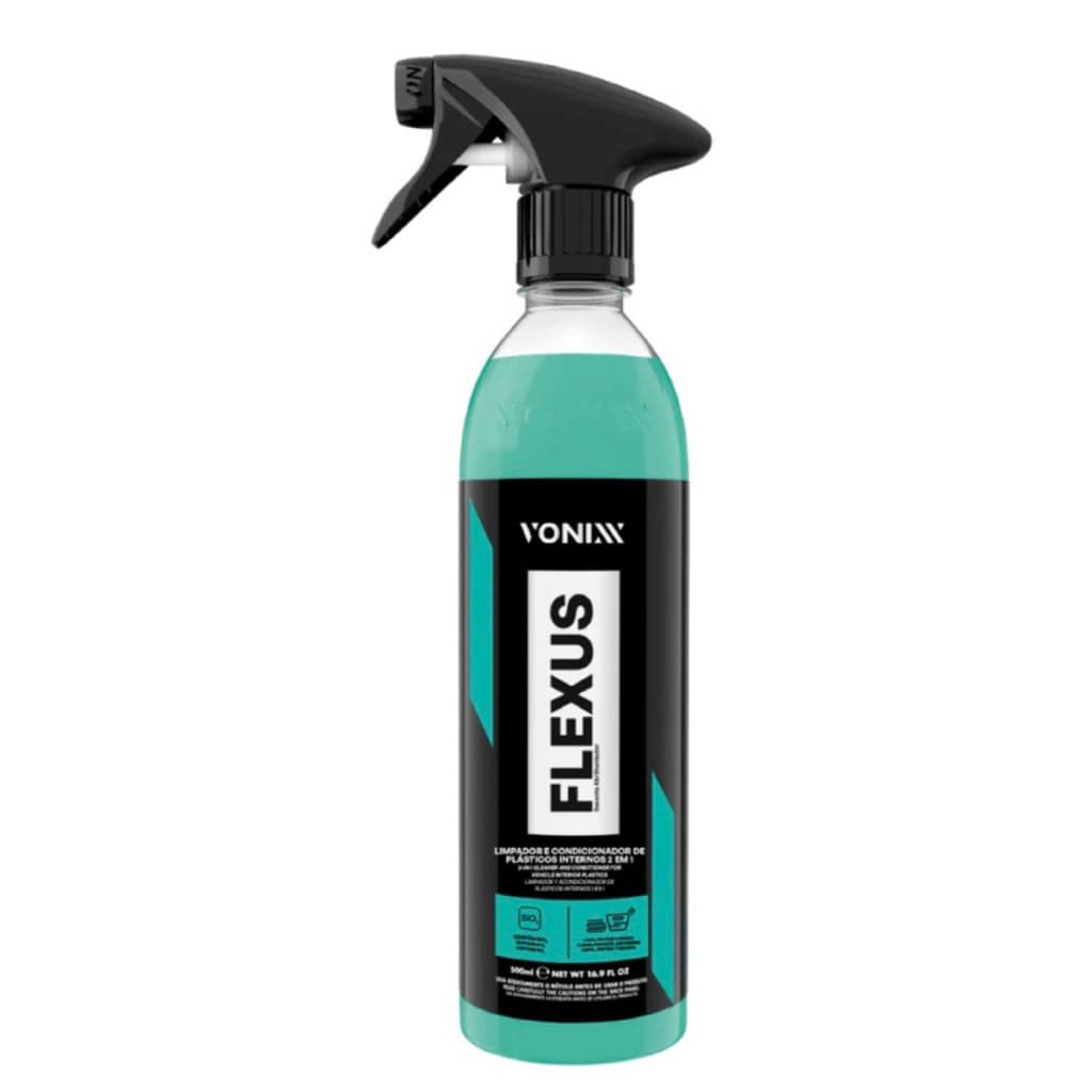 Flexus Vonixx 500ml Limpador Condicionador Plásticos Internos 2 em 1 com SiO2 Proteção Painel Portas e Acabamento Seco