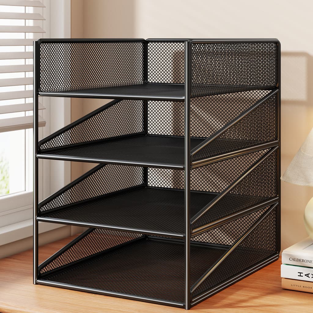 Rack de armazenamento de arquivo estante de mesa estante a4 pasta posição de trabalho arquivo dados Multi-camada arrumad