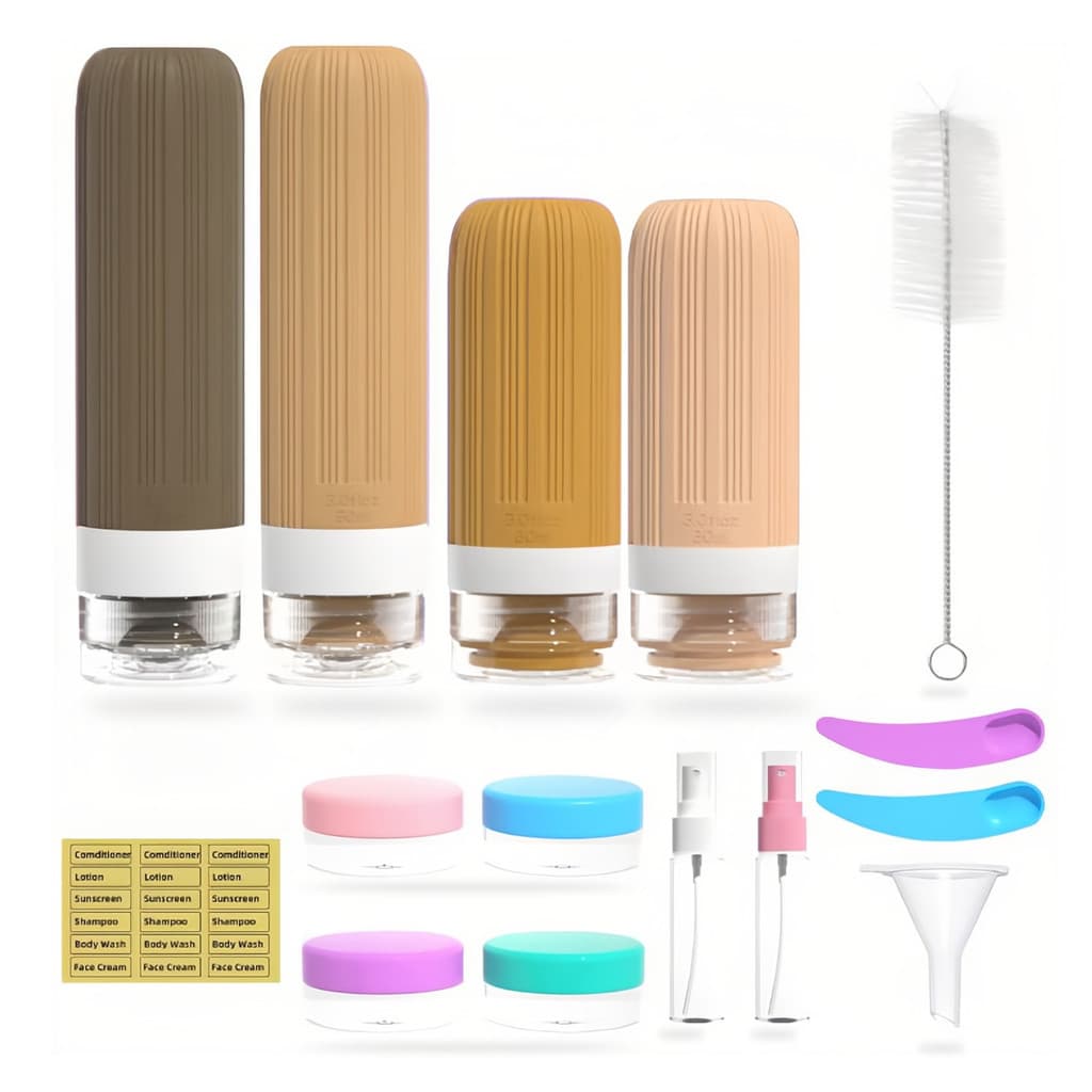 Kit 16 Frascos Silicone Viagem Pote Shampoo 90ml 60ml Porta Creme Cosméticos Recipiente Acessório Mala