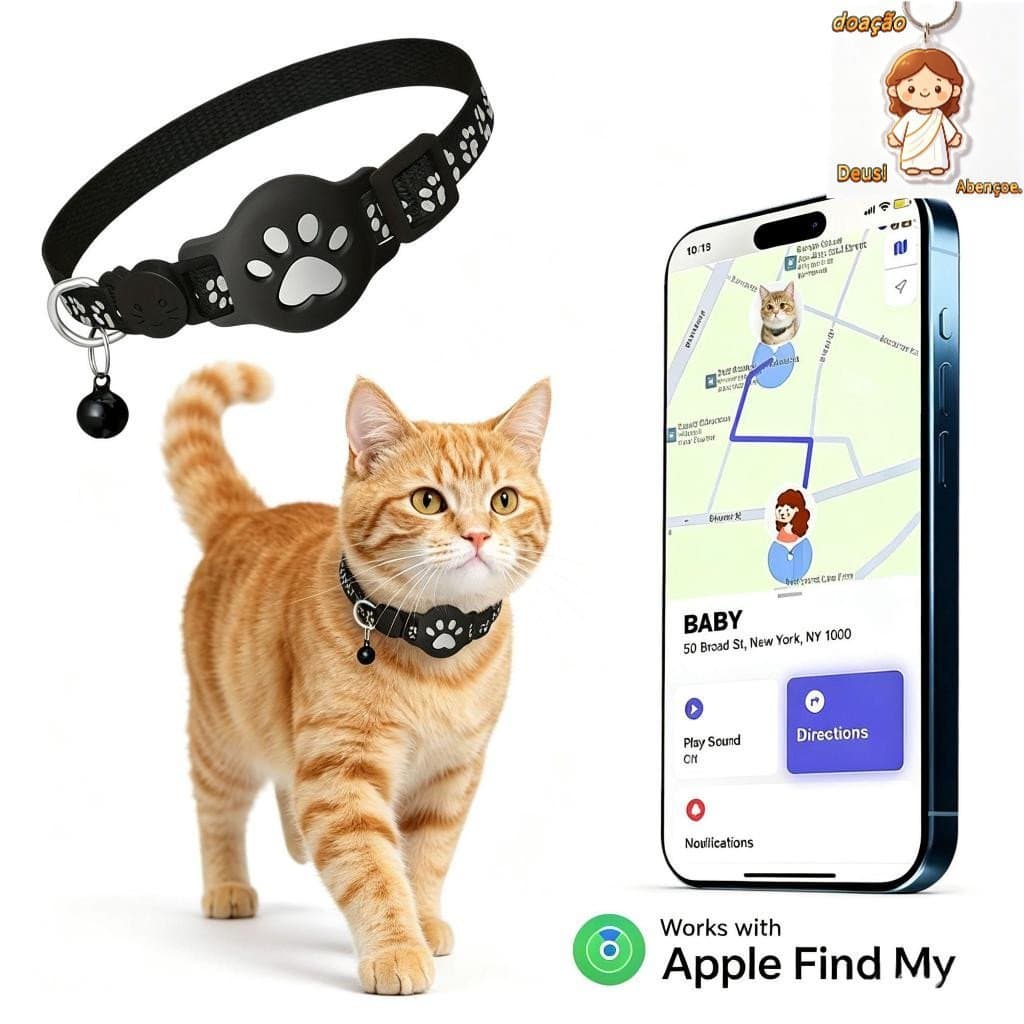 Rastreador De Localização Para Gatos Sem Mensalidade Anti-Perda Impermeável Compatível iOS e Android