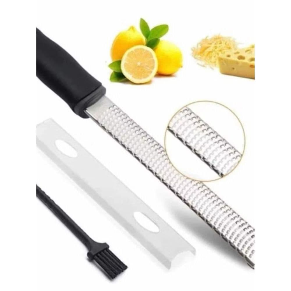 Ralador Zester Culinário, Raspas, Limão, Laranja, Profissional Inox Extra Fino, Ralador de Queijo, Manual com Vassoura
