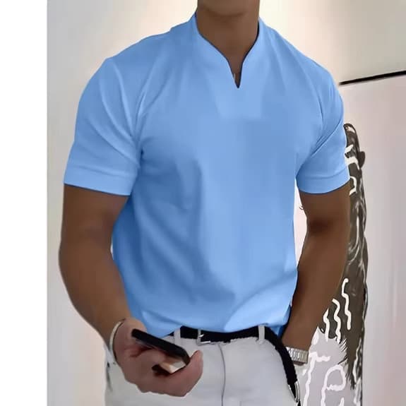 Camiseta Esportiva Masculina Plus Size 2026 Muscle para Fitness, de Algodão Elástico com Bolso, Manga Curta, Decote em V